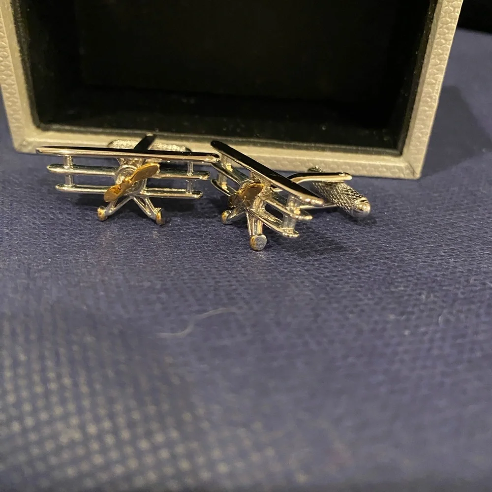 Biplane Cufflinks for Aviation Lovers